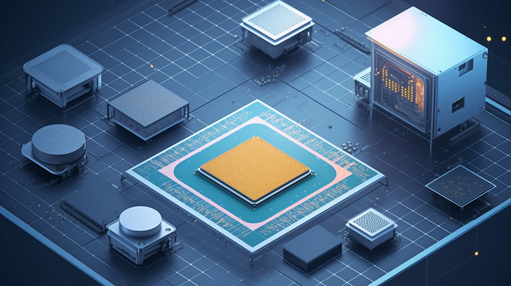 綠色科技融合 半導(dǎo)體芯片工廠插畫(huà)中的太陽(yáng)能元素設(shè)計(jì)